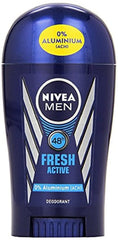 NIVEA MEN Fresh Active deodorant stick zero percent aluminium, three-pack for daily use.