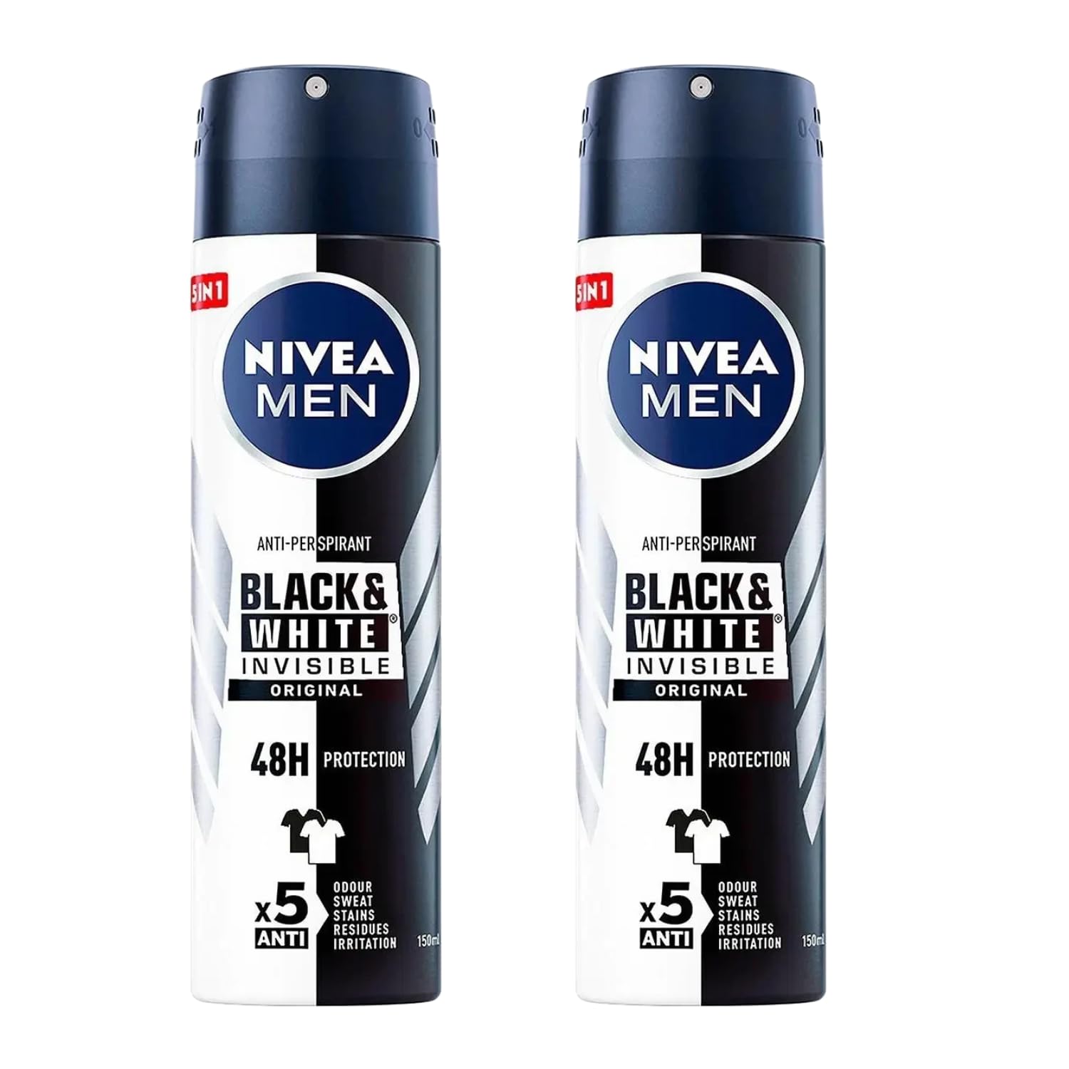 Close-up of NIVEA Men Invisible Original spray application showing quick-dry action.