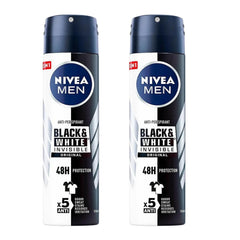 Close-up of NIVEA Men Invisible Original spray application showing quick-dry action.