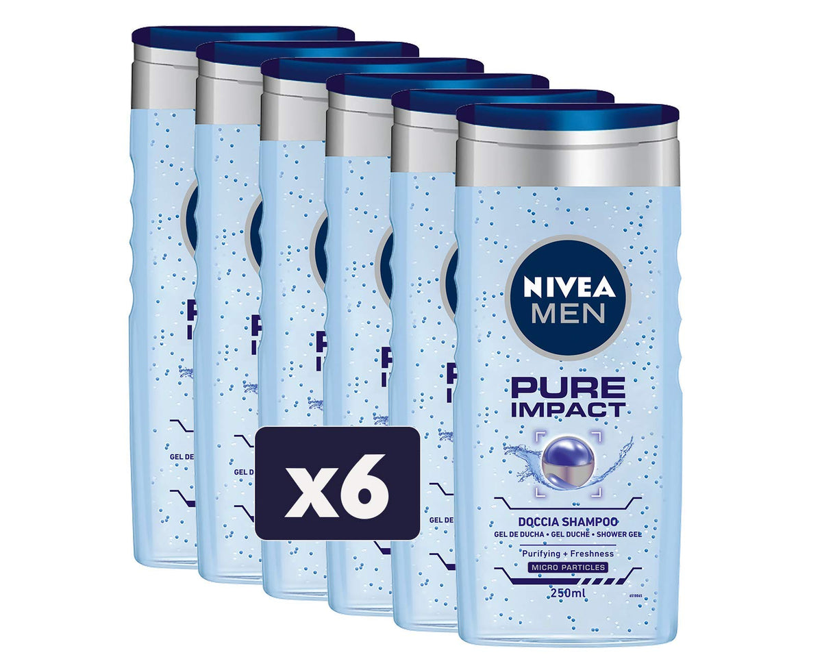 NIVEA Men Pure Impact bottle with minty scent for energized showers