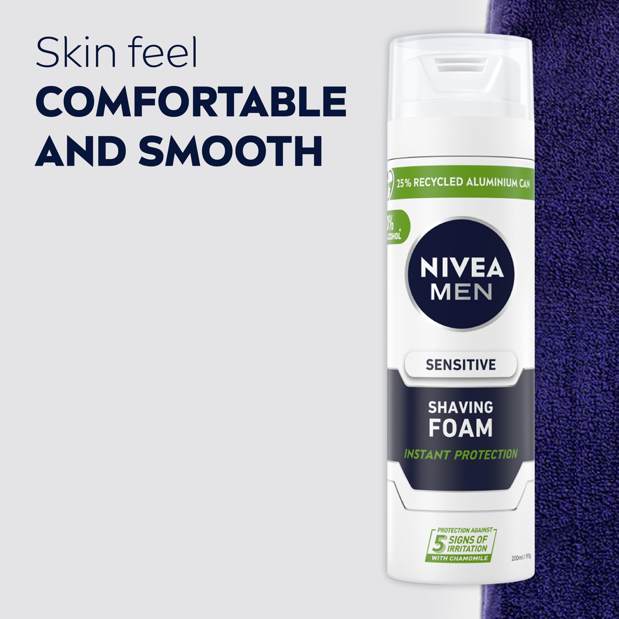 Close-up texture of NIVEA MEN shaving foam for sensitive skin