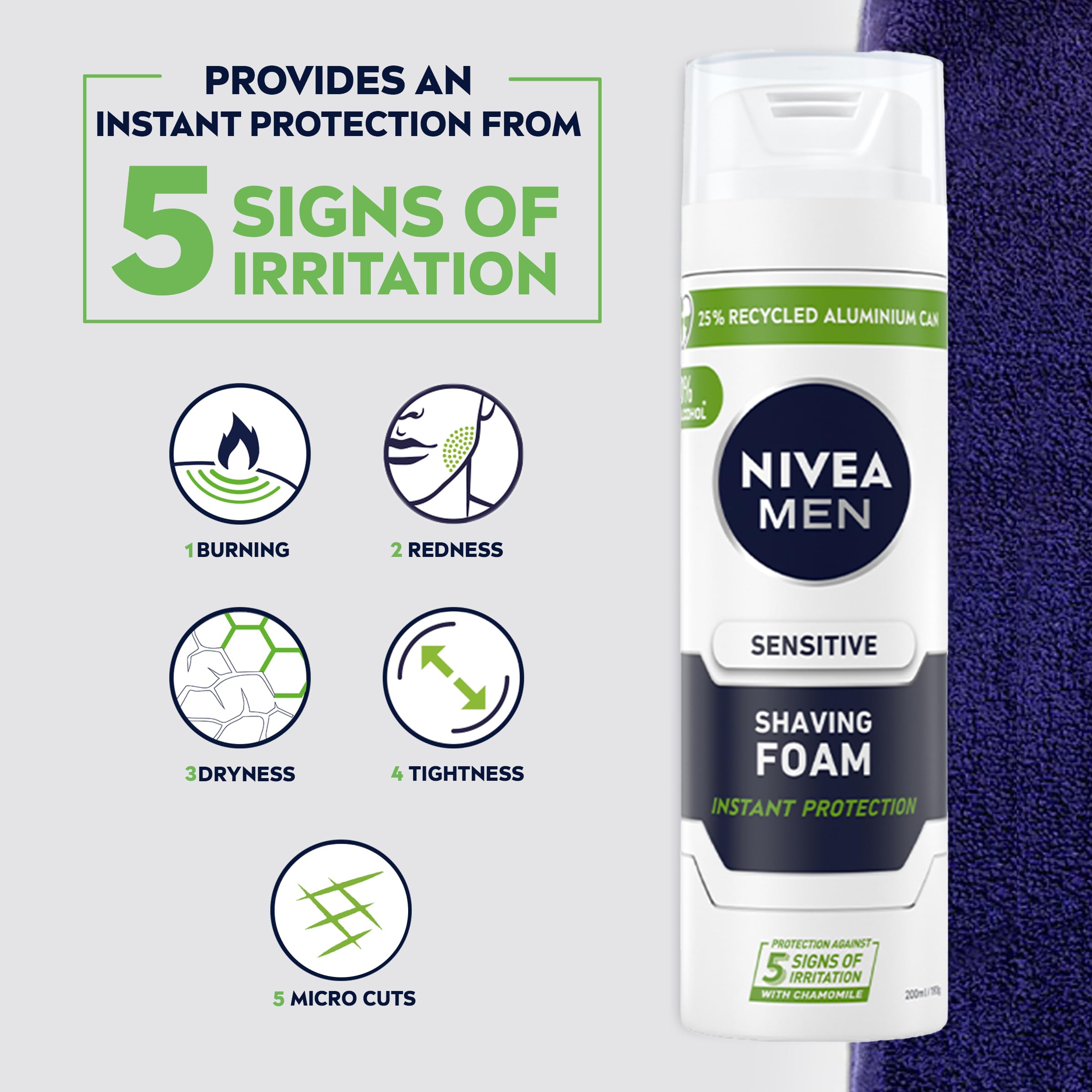 Creamy lather from NIVEA MEN shaving foam ready for application