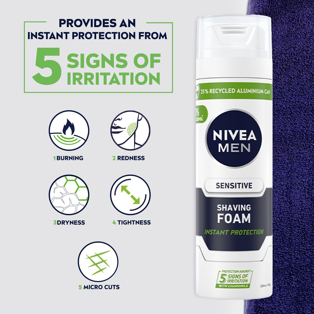 Creamy lather from NIVEA MEN shaving foam ready for application