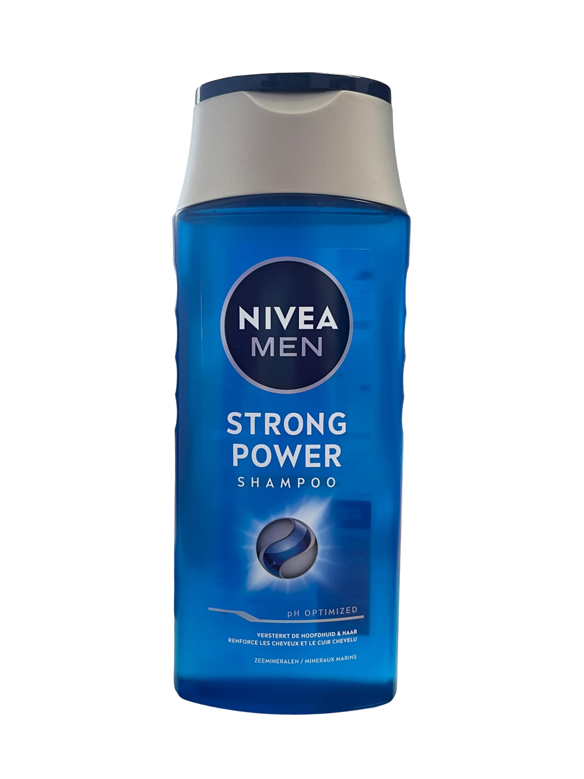 NIVEA Men Strong Power Shampoo bottle with sea minerals for stronger hair