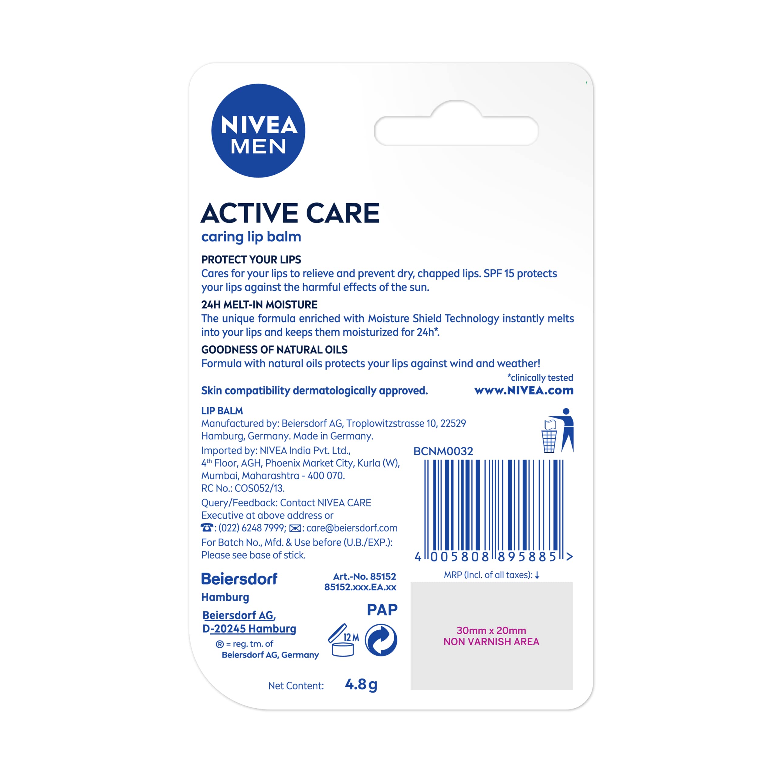 NIVEA Men's Active Care SPF 15 applied evenly on the face for daily protection.