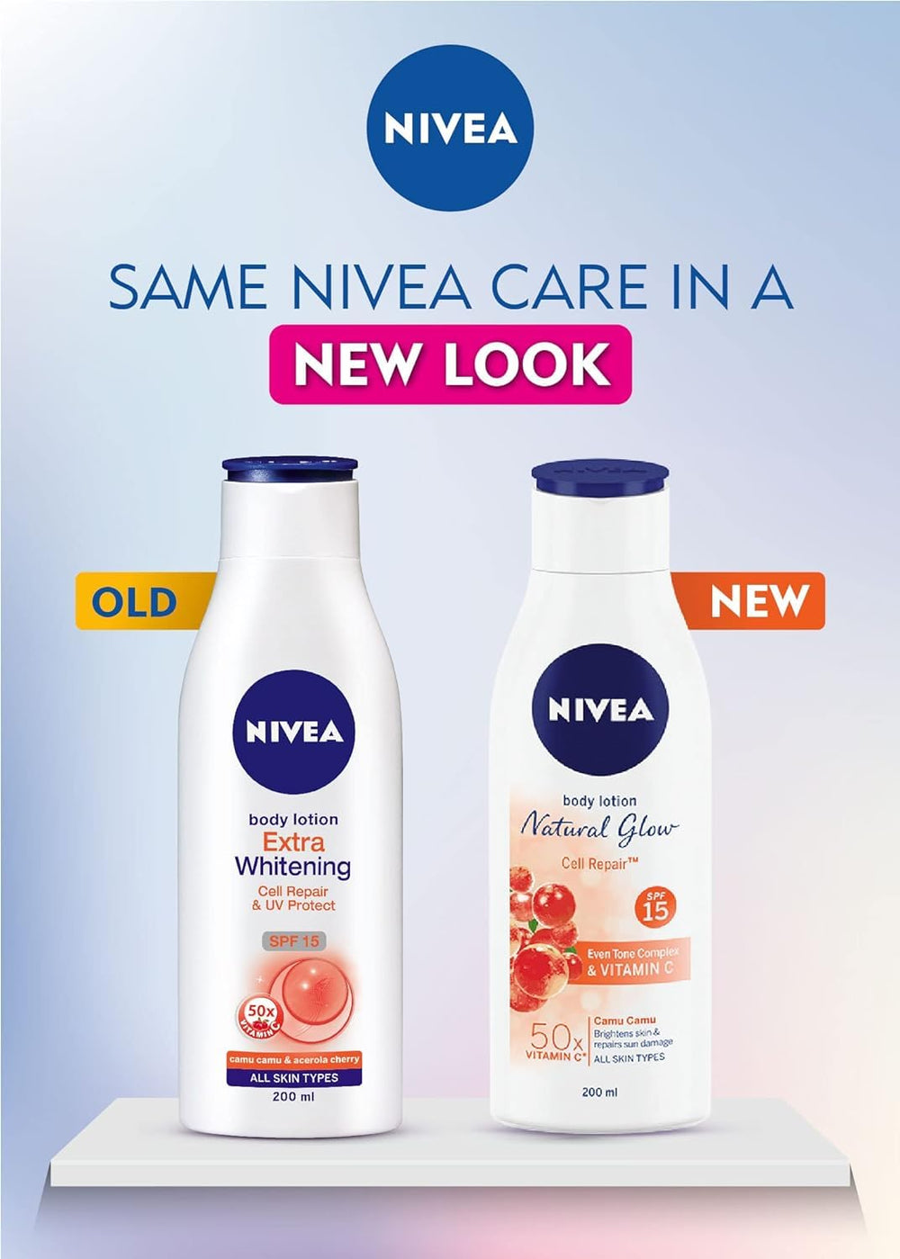 NIVEA Natural Glow back packaging with usage directions.