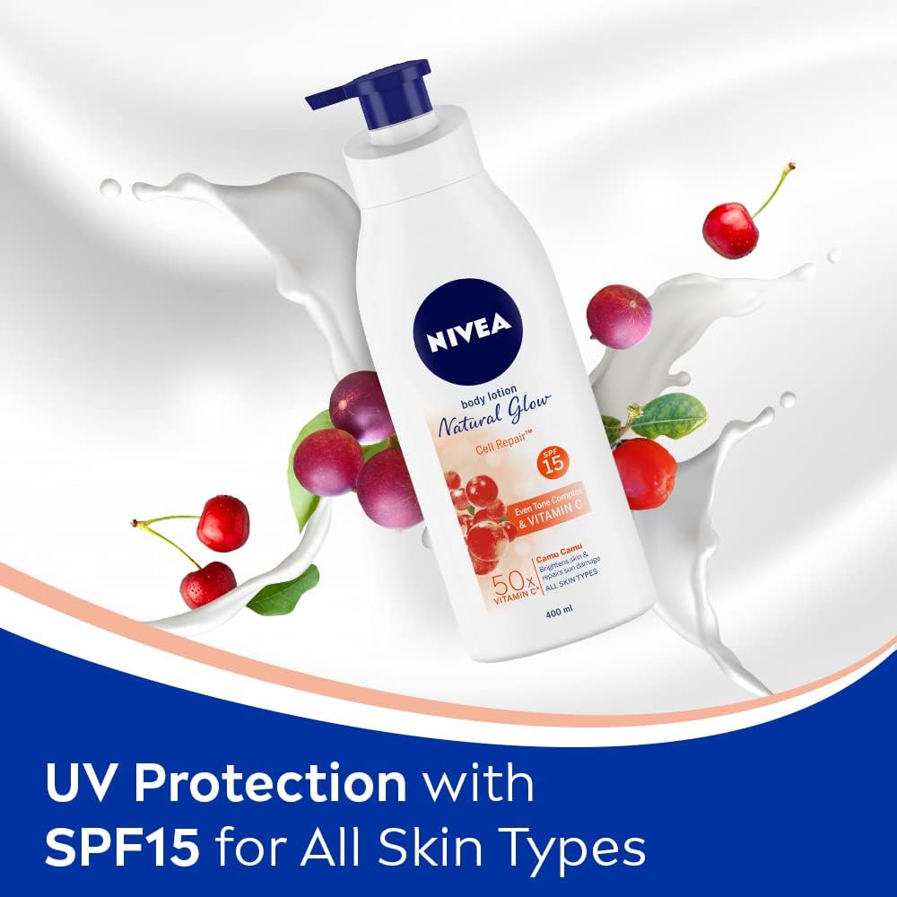 NIVEA Natural Glow cream texture applied to skin for even tone.