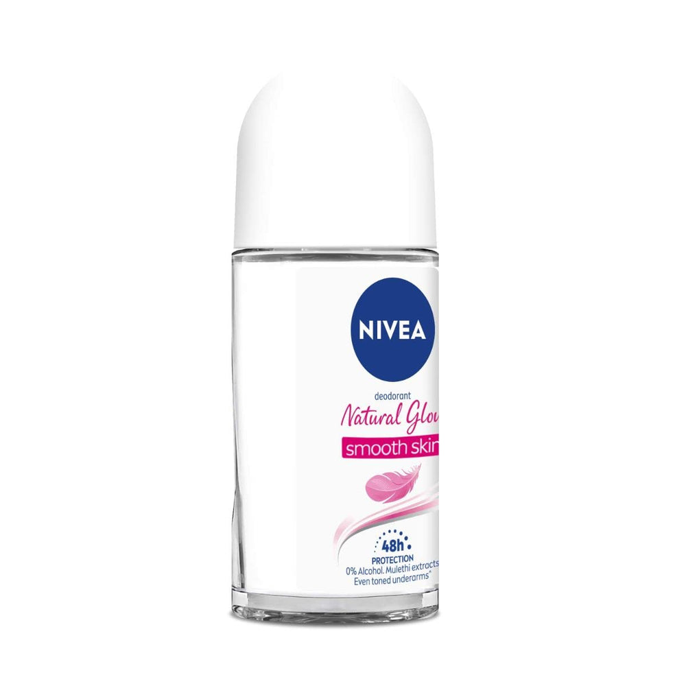 NIVEA Natural Glow roll-on cap highlighting travel-friendly design