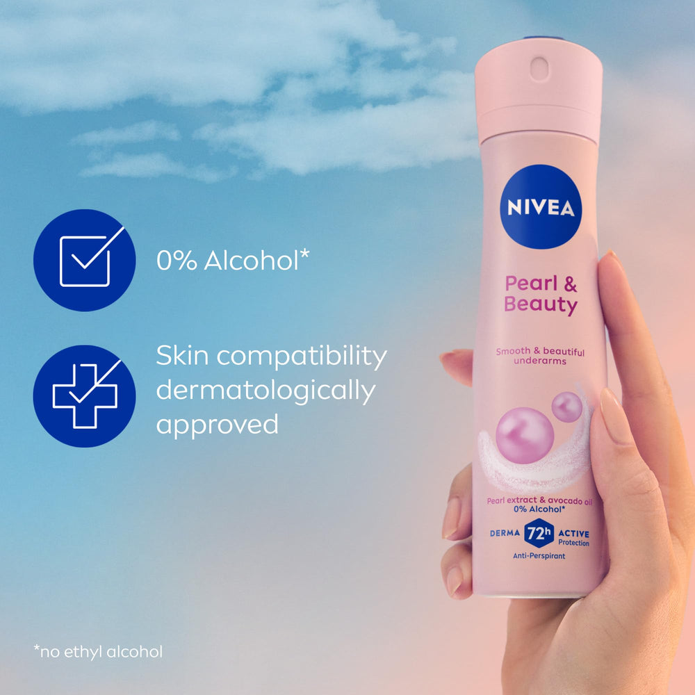 NIVEA Pearl Beauty Spray showcases pearl extracts and skin friendly care.