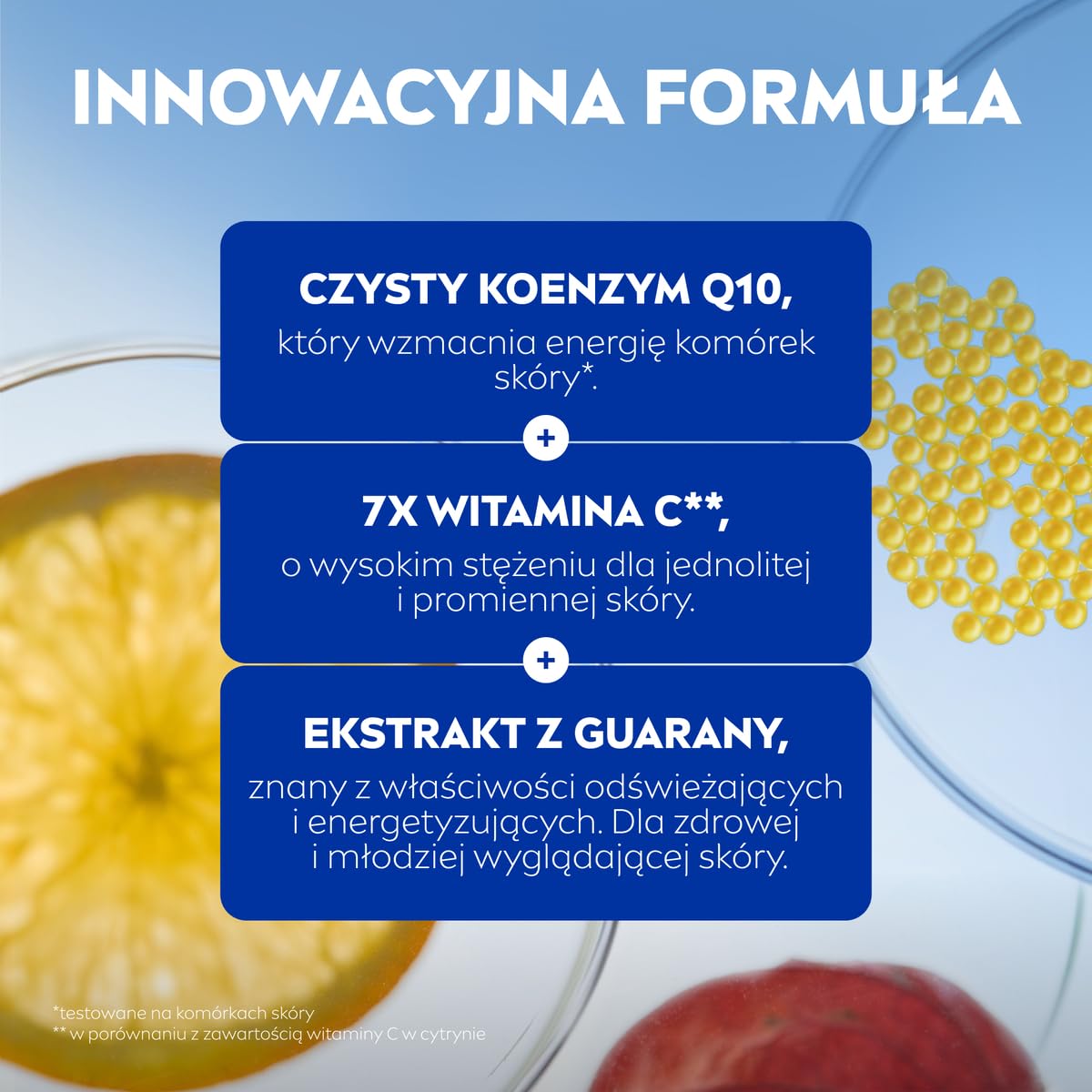 NIVEA Q10 Energy Night Cream close-up shows rejuvenated-looking skin after use
