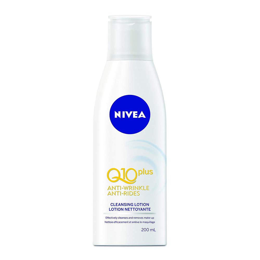 NIVEA Q10 Plus Anti-Wrinkle Cleansing Lotion bottle for daily cleansing and gentle skin care.