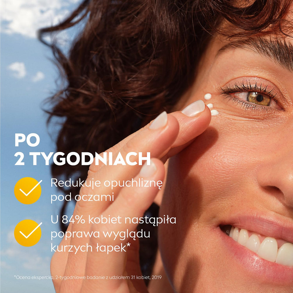 NIVEA Q10 plusC eye cream applied to the skin for hydration boost.
