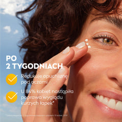 NIVEA Q10 plusC eye cream applied to the skin for hydration boost.