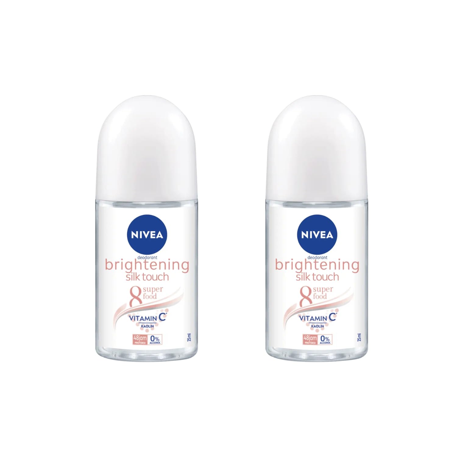 NIVEA roll-on bottle close-up highlighting brightening formula for smoother underarms.