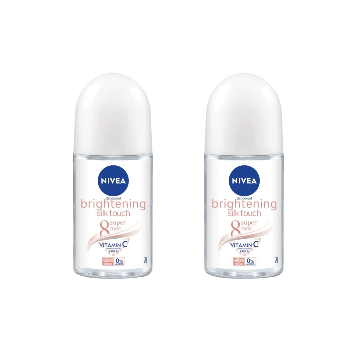 NIVEA roll-on bottle close-up highlighting brightening formula for smoother underarms.