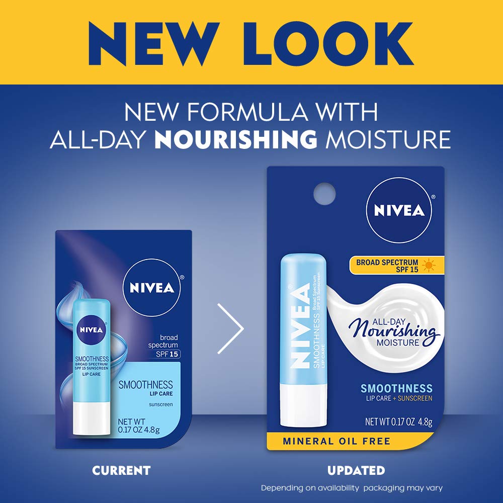 NIVEA logo and product branding on the lip care packaging