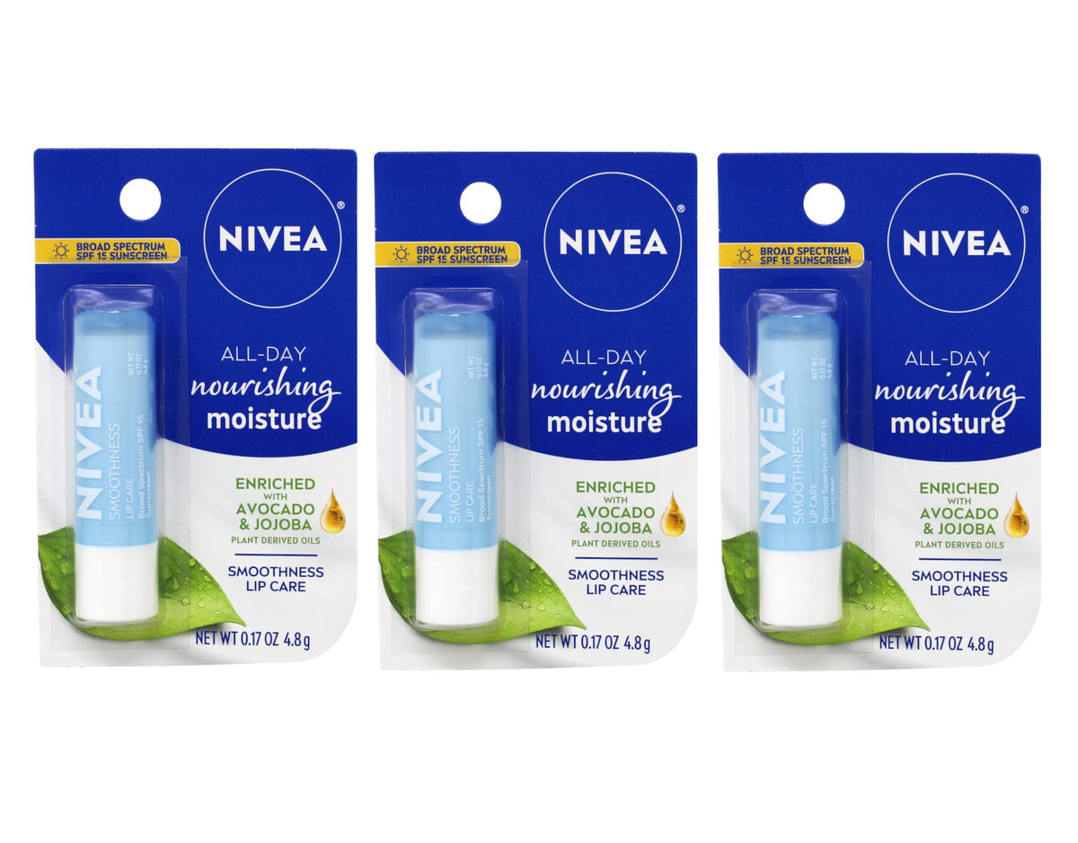 NIVEA Smoothness Lip Care SPF15 front view for all-day moisture