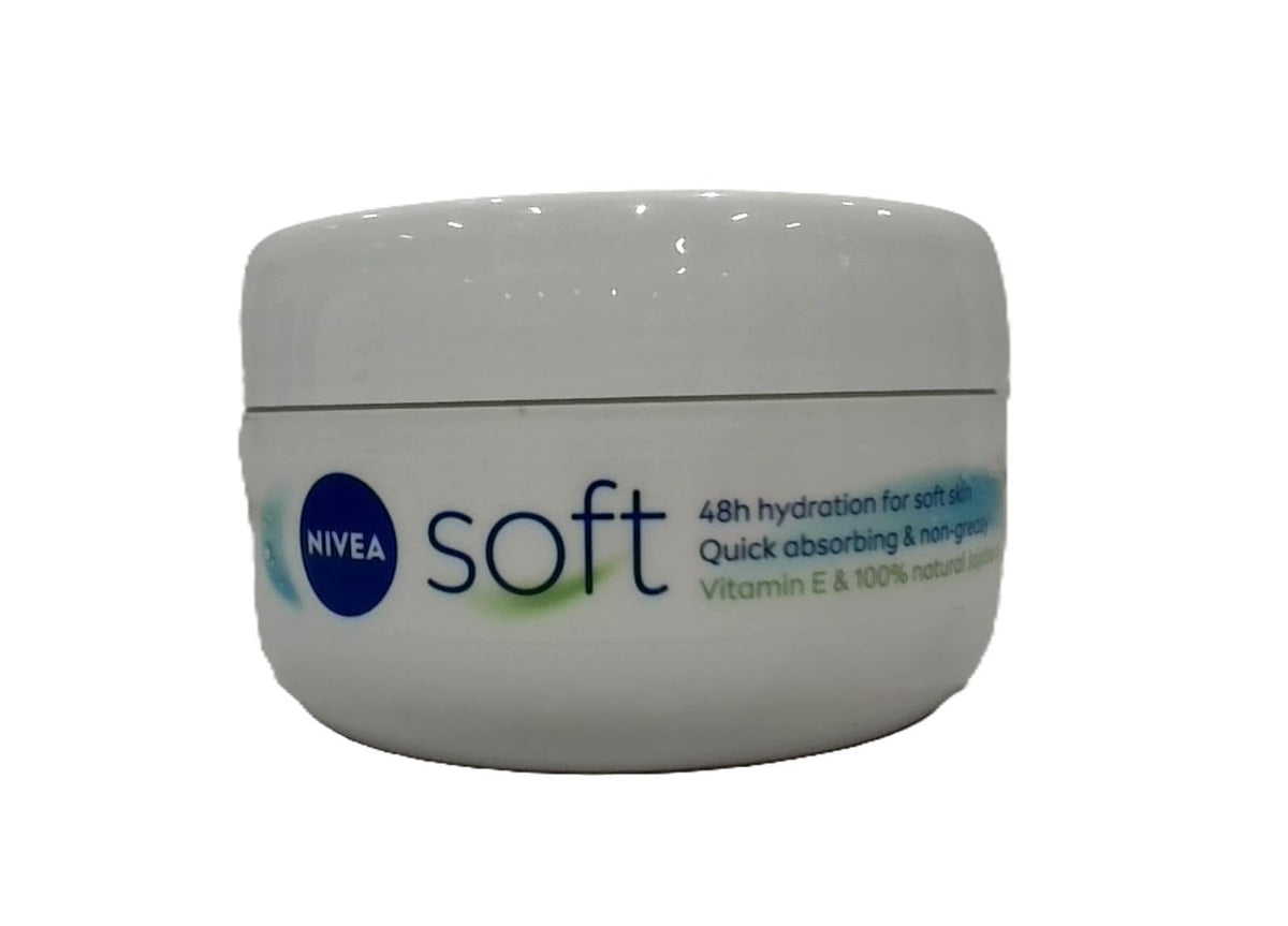 NIVEA Soft refreshing cream jar for daily face, hands, and body hydration