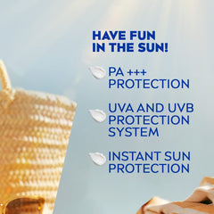 NIVEA sun lotion on skin demonstrates fast absorption and non-greasy feel.