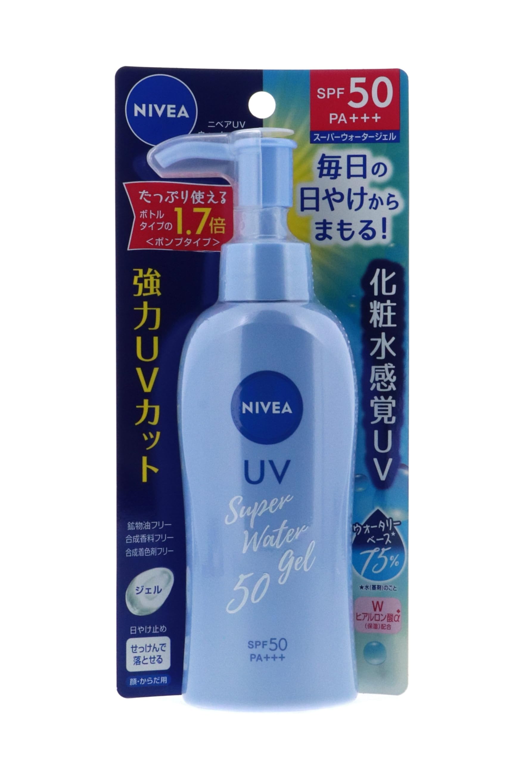 Nivea Sun Protect Water Gel SPF50 on skin demonstrating quick absorption.