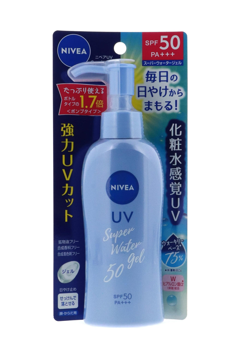 Nivea Sun Protect Water Gel SPF50 on skin demonstrating quick absorption.