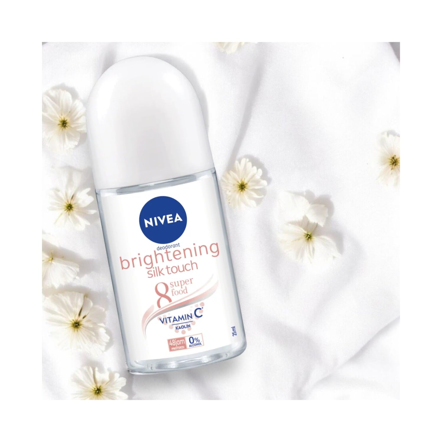 NIVEA visual of 8 Super Foods with Vitamin C and collagen support.