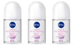 NIVEA Women Extra Brightening Roll-On bottle shows portable 25ml size for all-day freshness
