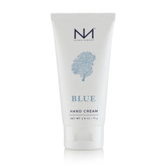 Niven Morgan Blue Travel Hand Cream bottle, beach grass cedar citrus scent, moisturizes without a greasy feel