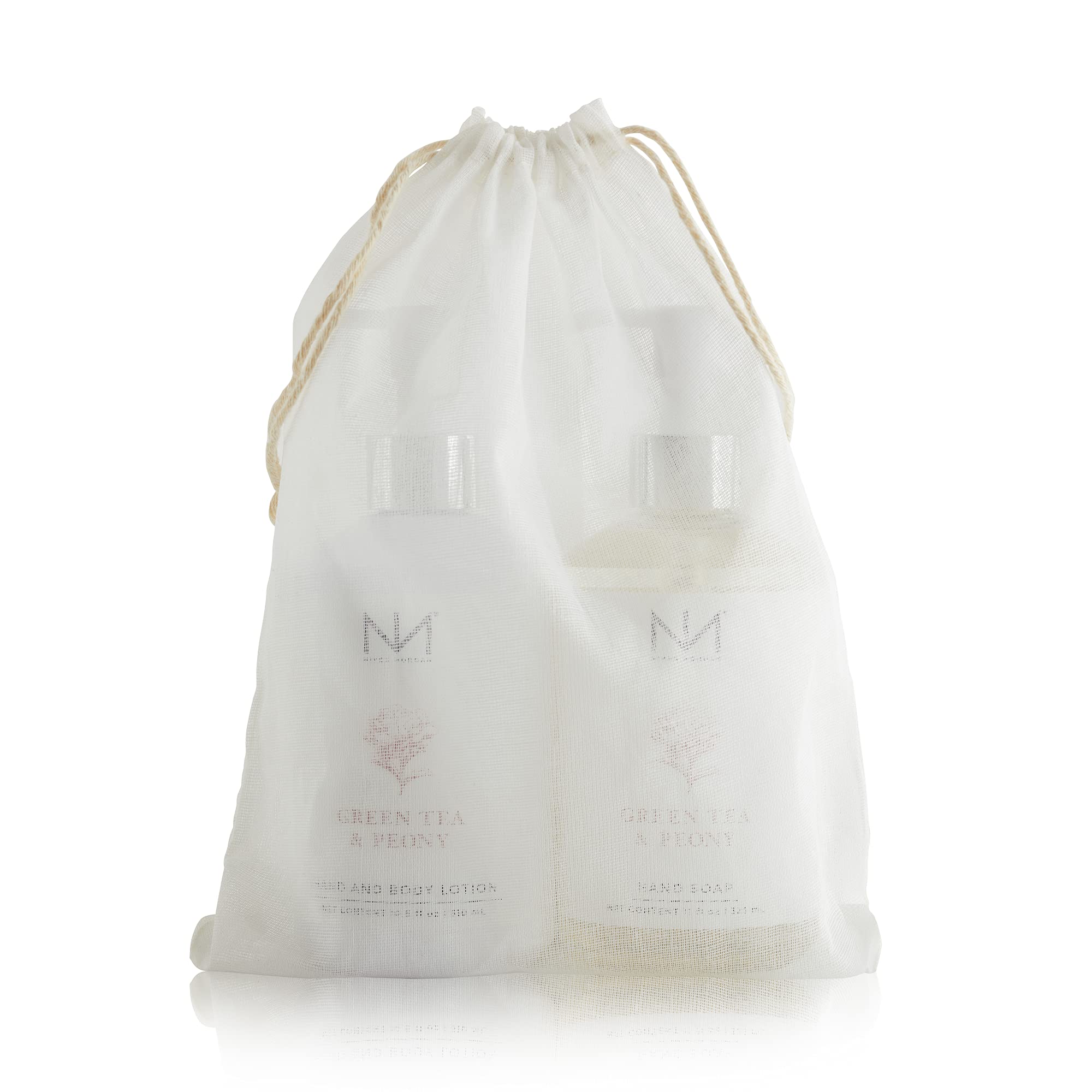 Niven Morgan Green Tea & Peony hand lotion bottle designed for nourishing skin after washing.