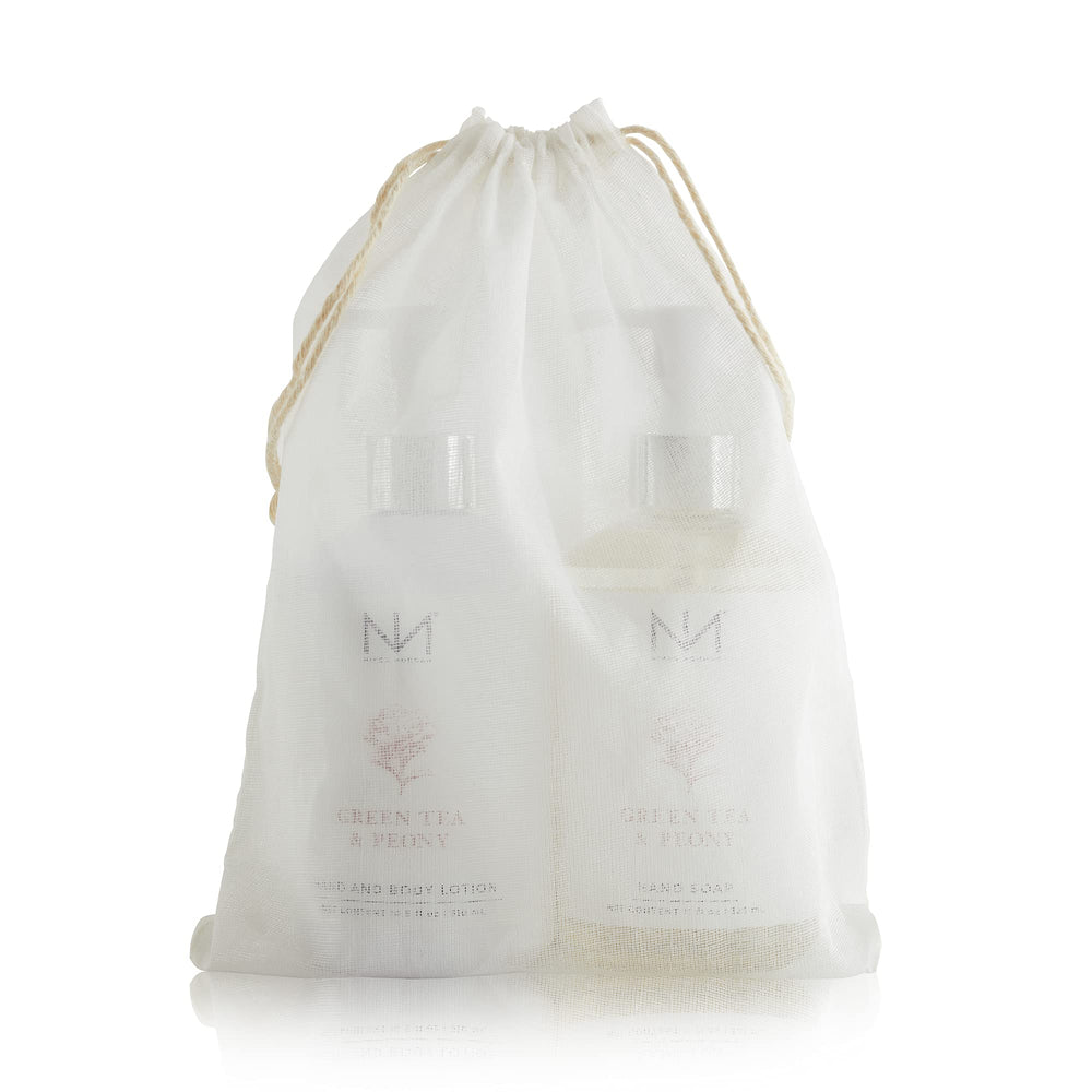 Niven Morgan Green Tea & Peony hand lotion bottle designed for nourishing skin after washing.