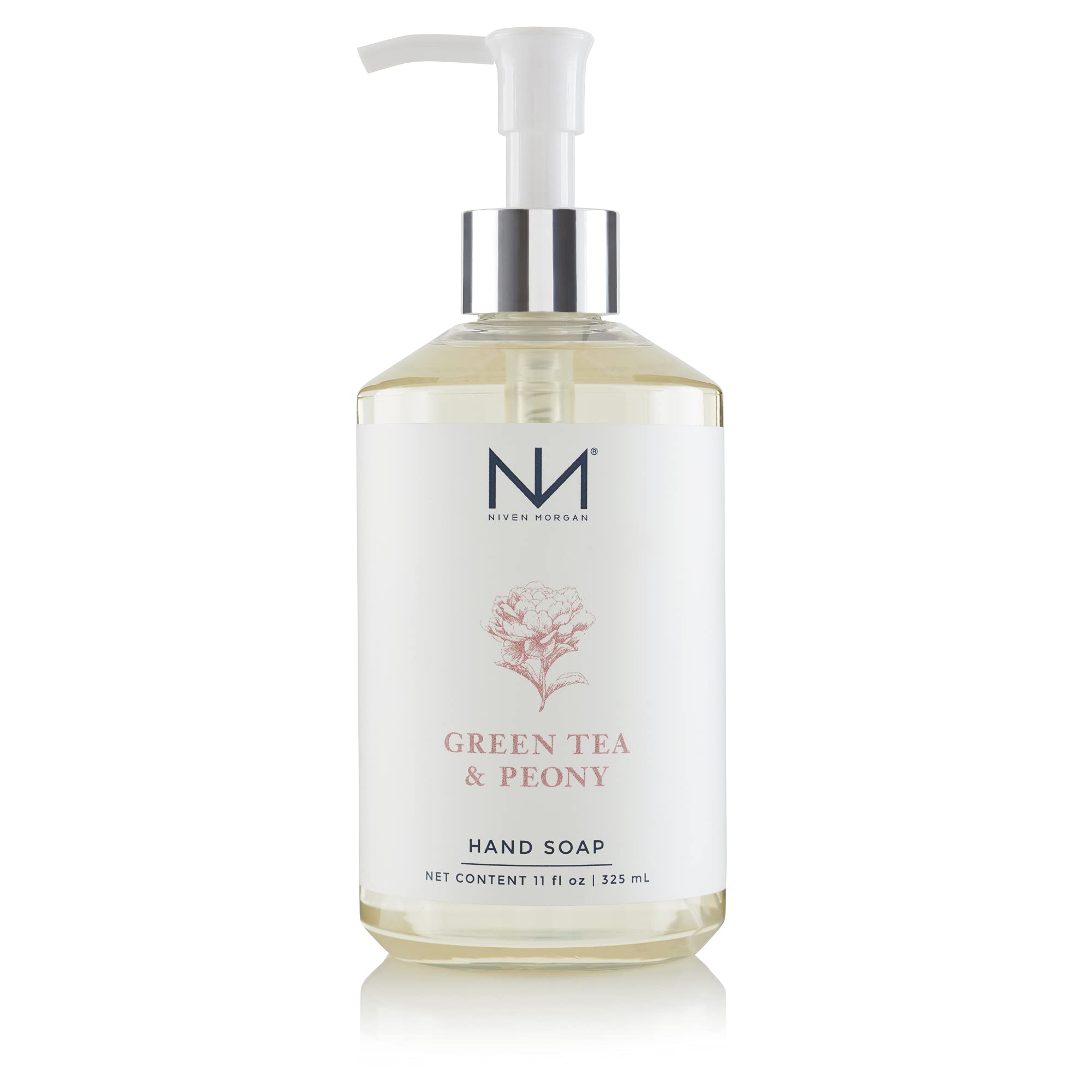 Niven Morgan Green Tea & Peony Hand Soap cleanses gently with aloe and glycerin
