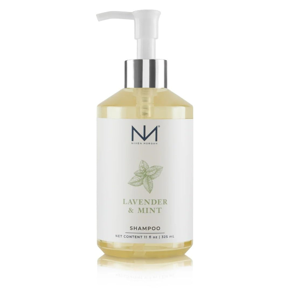 Niven Morgan Lavender Mint Shampoo bottle offering a refreshing cleanse with calming botanical scent.