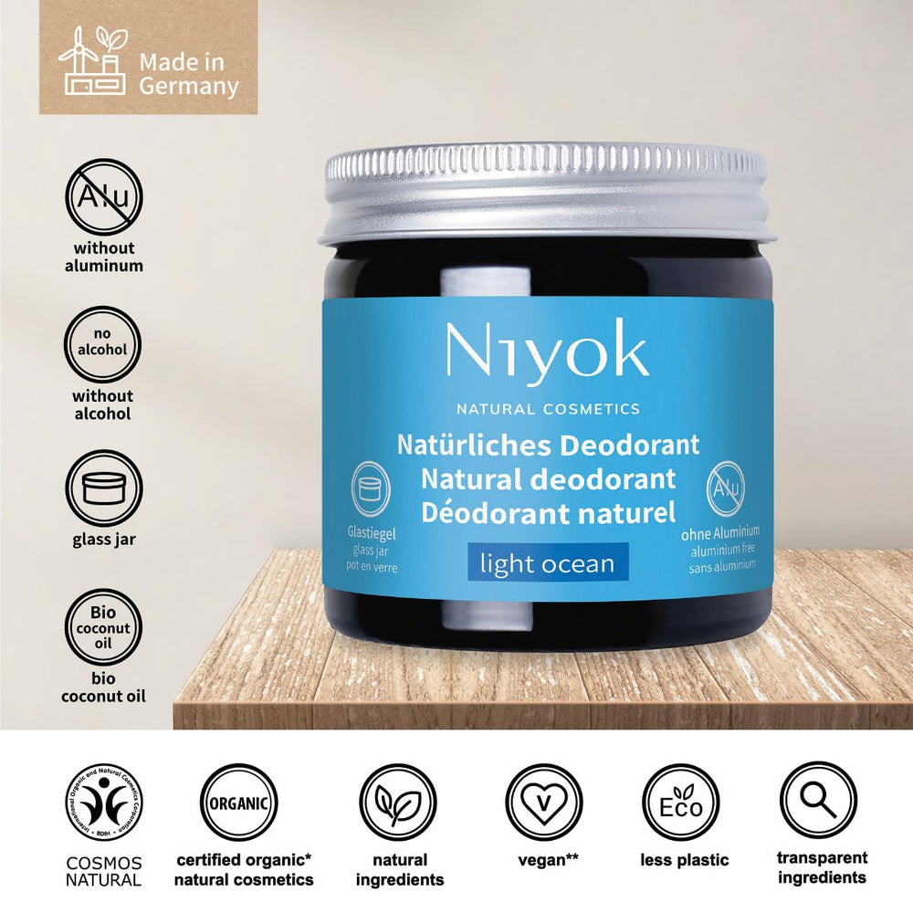 Niyok Light Ocean texture cream close-up showing smooth moisturizing base.