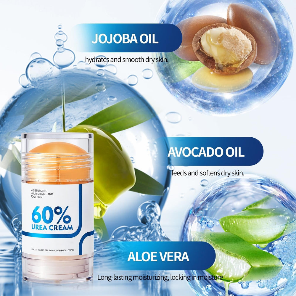 NIZENTA Urea Cream Stick targets heels and toes for smoother skin.