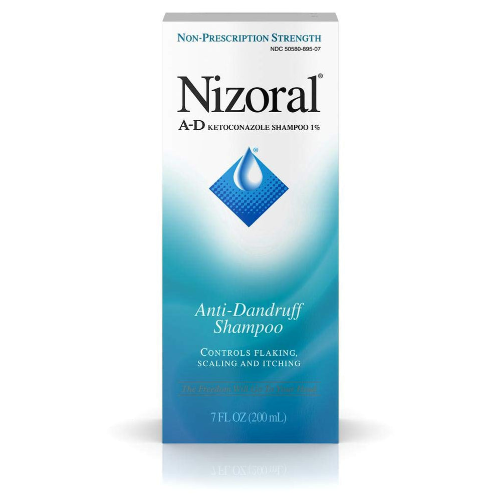 Nizoral A-D value pack blue label closeup highlights key ingredient