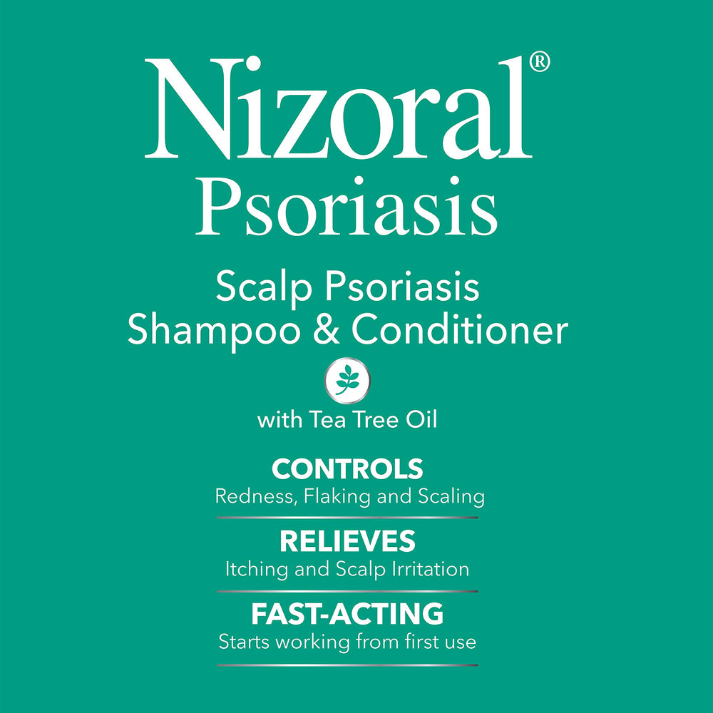 Nizoral psoriasis conditioner bottle showing 2-in-1 care