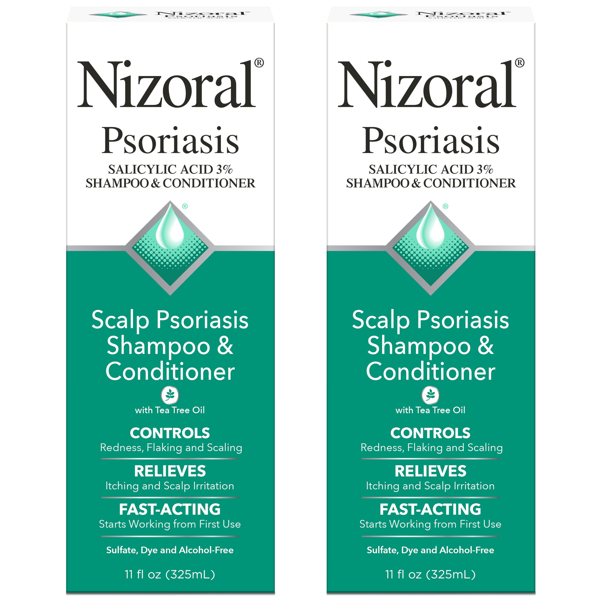 Nizoral psoriasis shampoo bottle with 2in1 formula for scalp relief