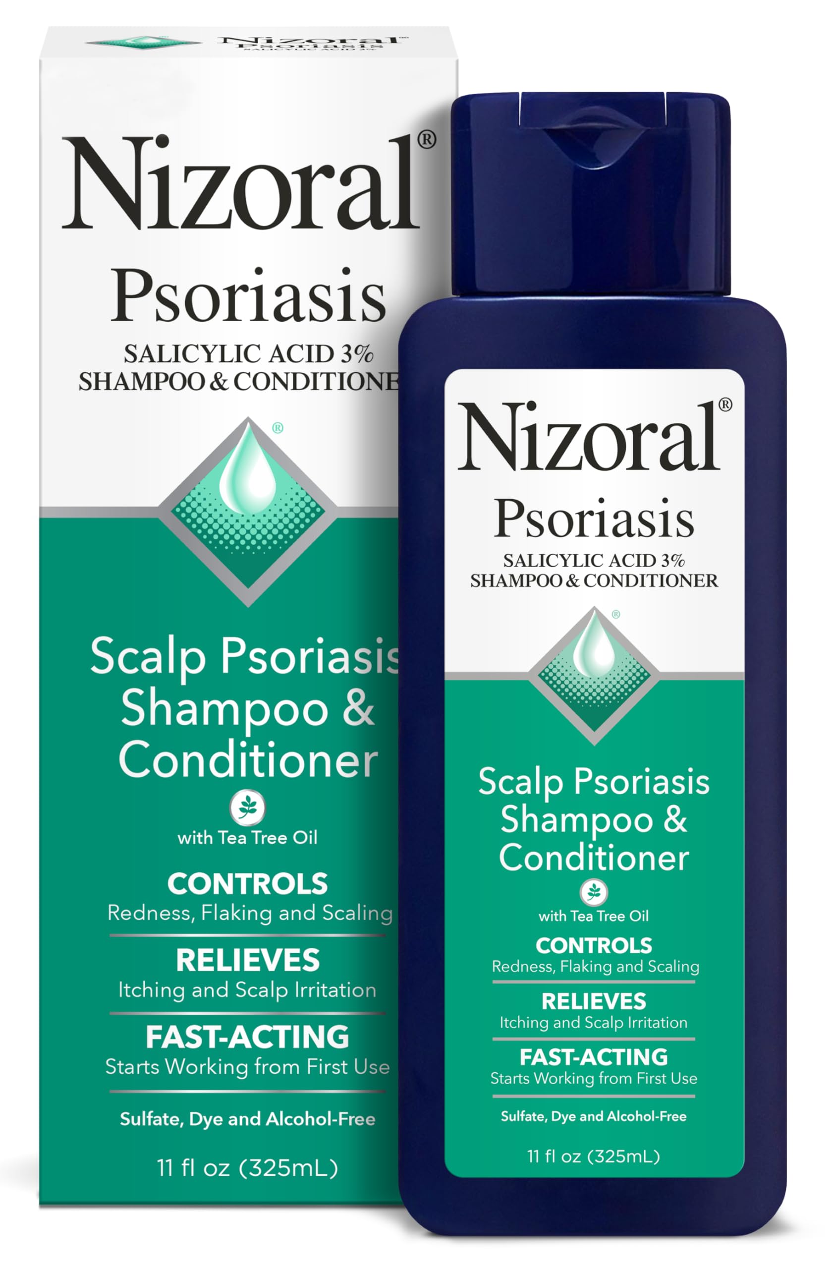 Nizoral psoriasis shampoo bottle front view for easy at-home use
