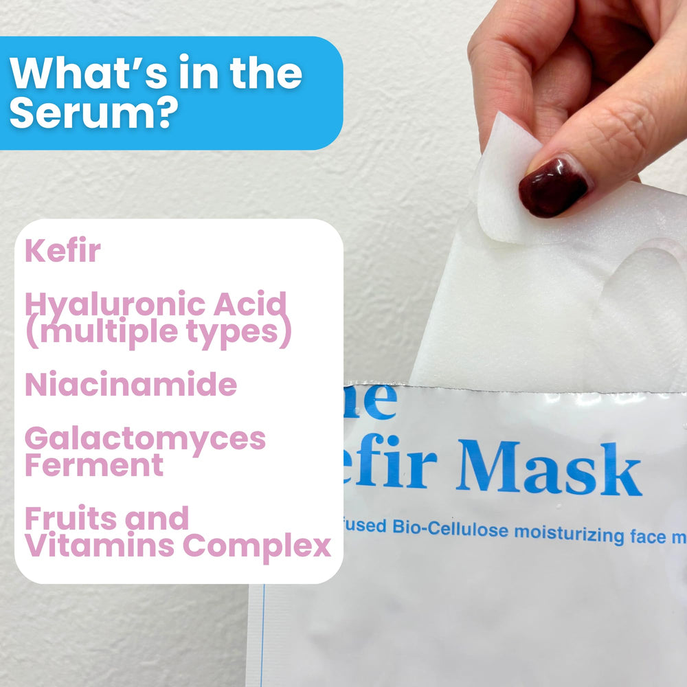 NKG The Kefir Mask four-pack packaging highlights convenient skincare routine.