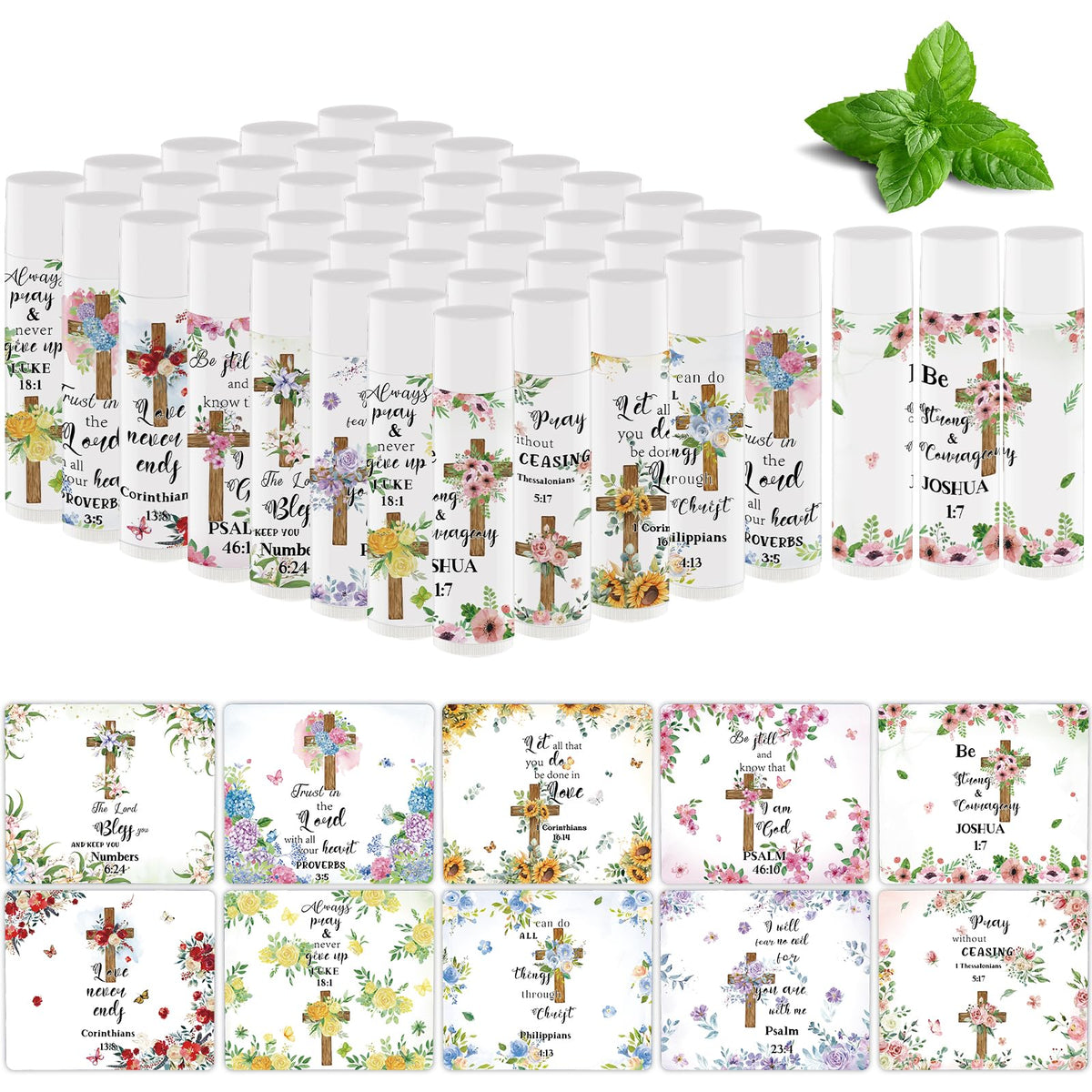 Nlicrst Bible verse lip balm packaging showcases gift-ready presentation for events.