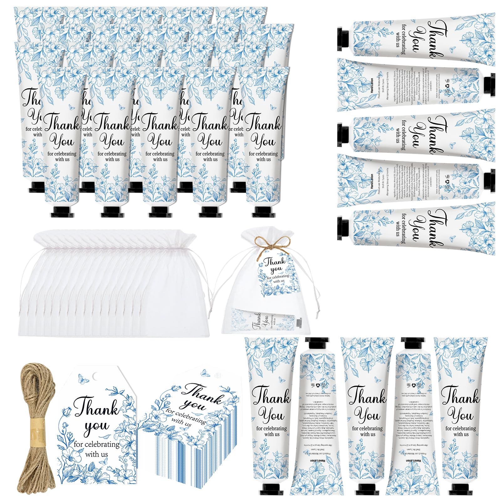Nlicrst blue flower hand cream 50-pack for baby shower favors and gifts.