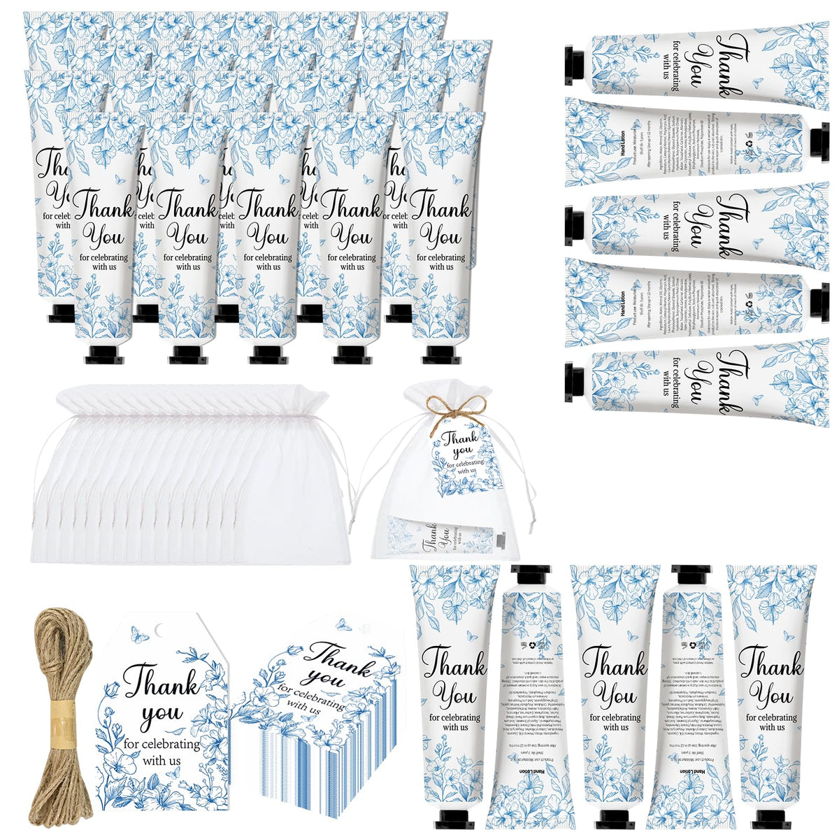 Nlicrst blue flower hand cream 50-pack for baby shower favors and gifts.