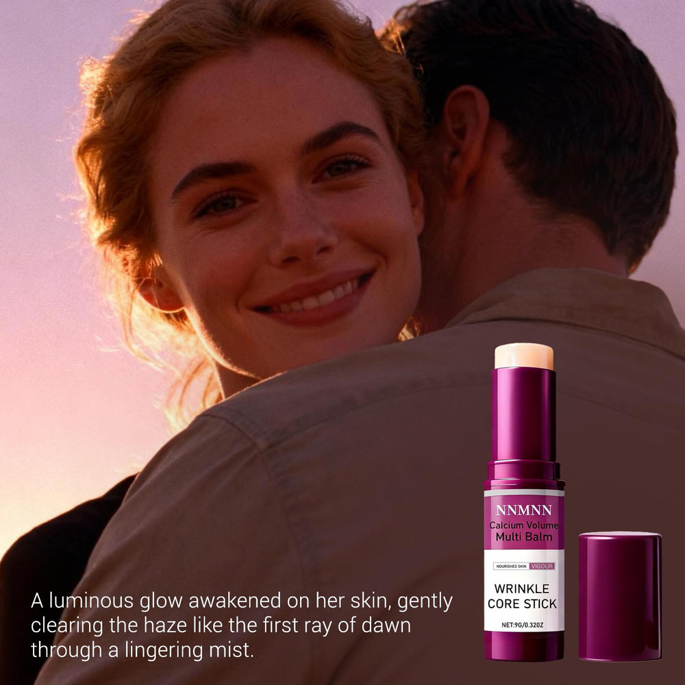 nnmnn Calcium Volume Multi Balm Stick close-up shows a soft, fast-absorbing texture