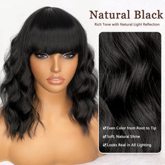 Nnzes black wavy bangs side view with soft bounce and volume