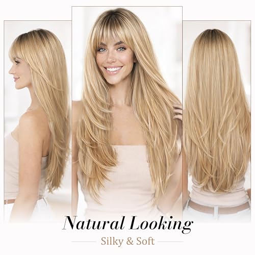 Nnzes Long Straight Layered Wig highlights smooth texture and effortless style.