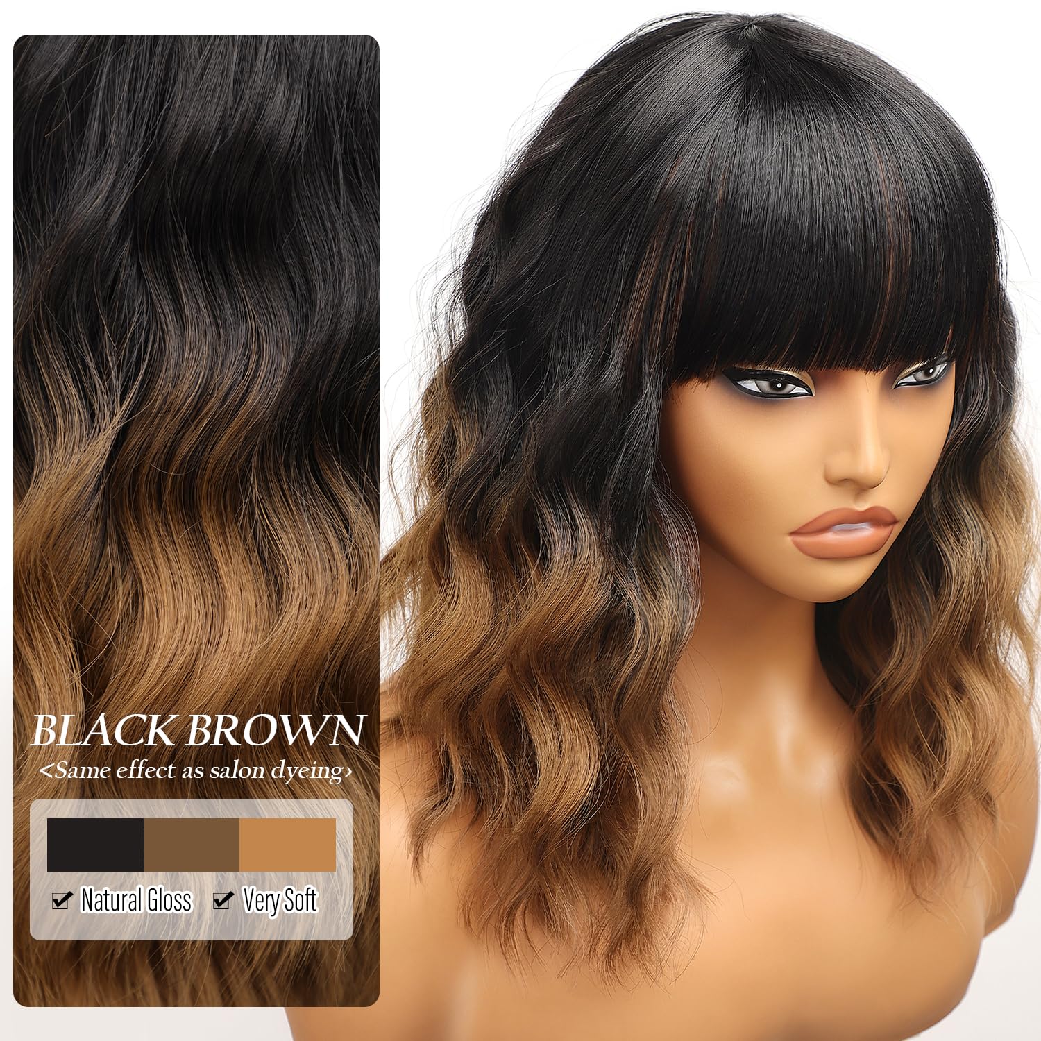 Nnzes shoulder-length bob wig with soft waves for party-ready style.