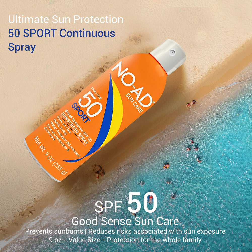 NO-AD Sport SPF 50 spray on skin during workouts