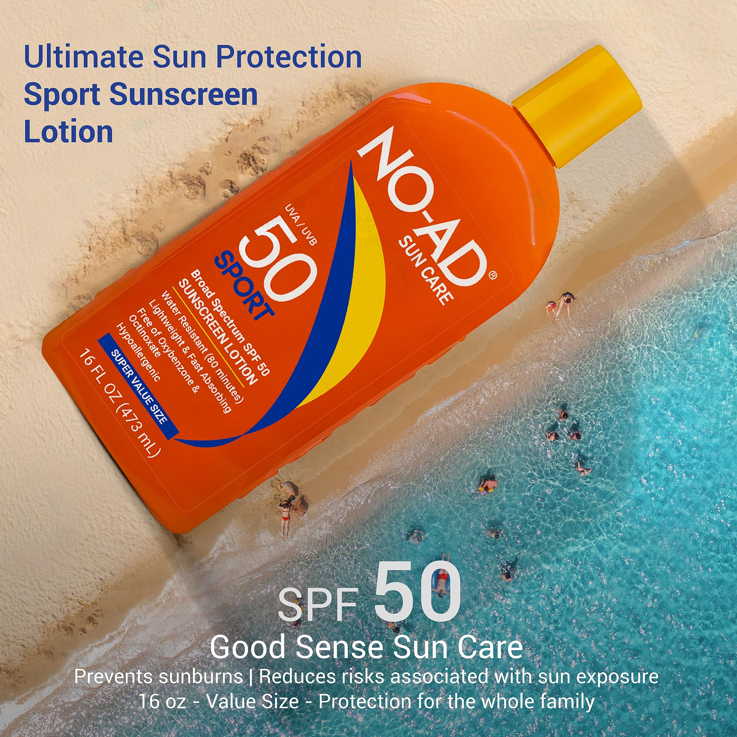 NO-AD Sport Sunscreen Lotion in use, quickly applying for outdoor activities.