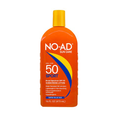NO-AD Sport Sunscreen Lotion bottle offers broad spectrum protection for active days.