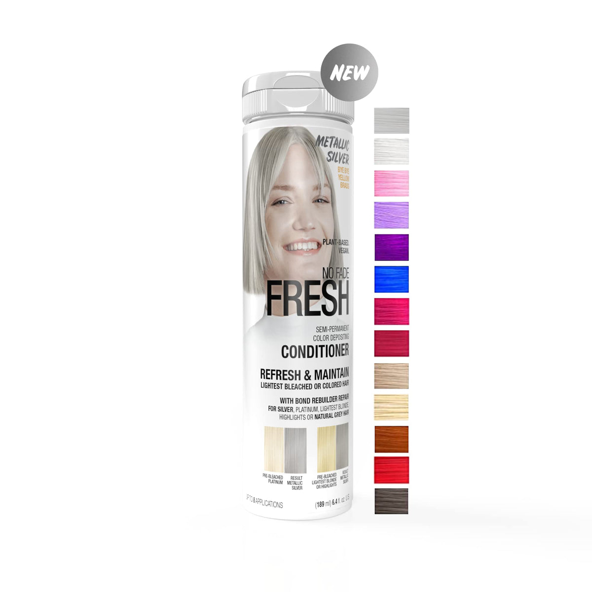 NO FADE FRESH metallic-silver color-depositing conditioner bottle for vibrant, long-lasting silver tones.